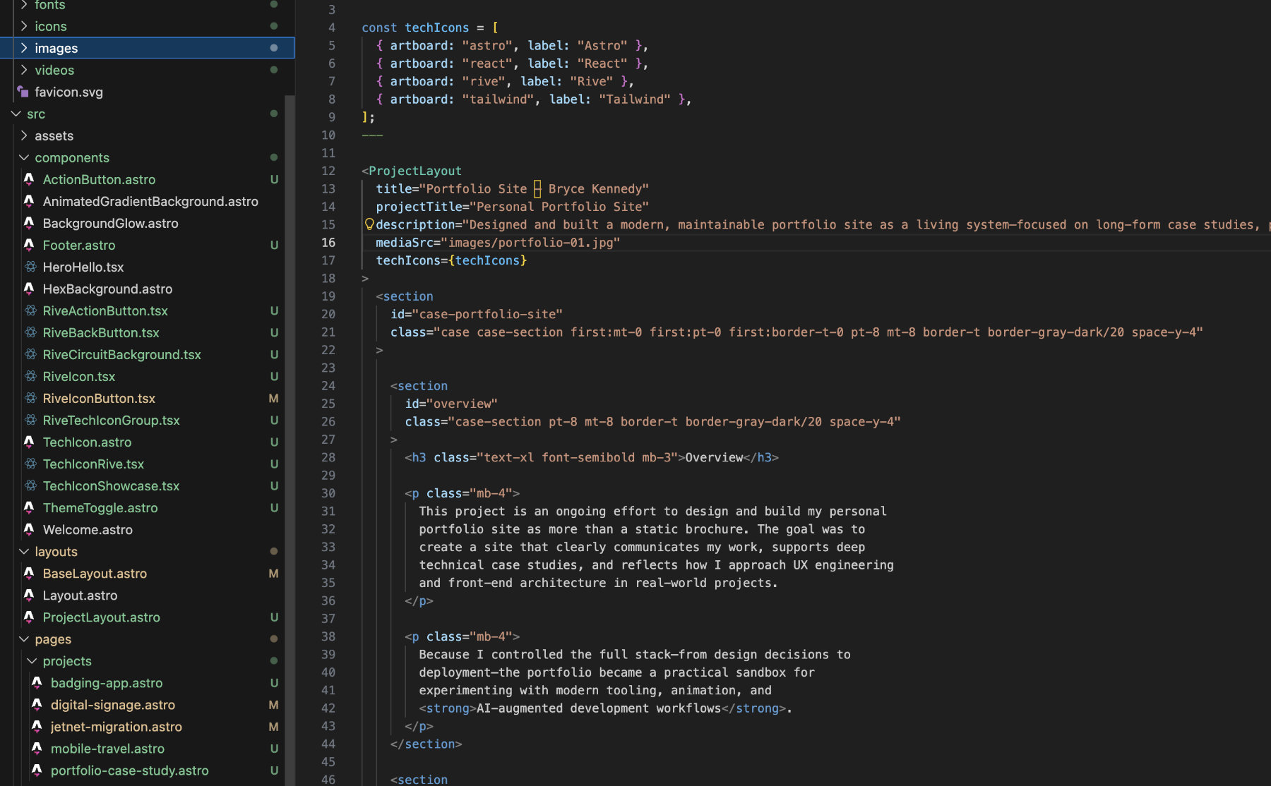 Component-driven layout and case study structure